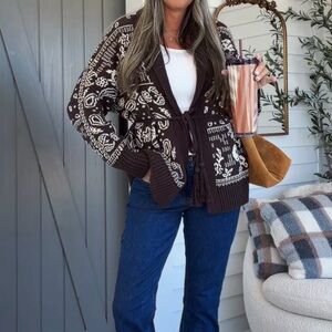 Abercrombie & Fitch Dark Brown Patterned Cardigan